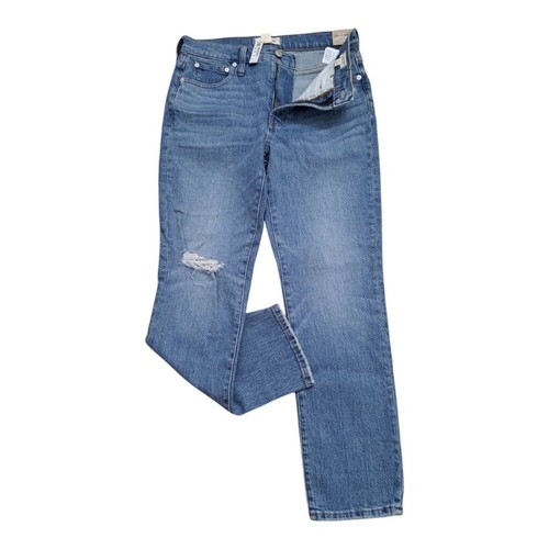 Madewell The Mid Rise Perfect Vintage Damen Jeans Blau Factory Ripped Gr. 27