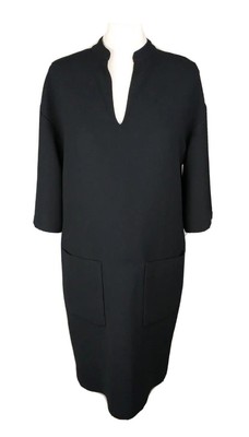Jaeger Tunika Kleid Taschen | Damen UK 8 | Schwarz Kurzarm