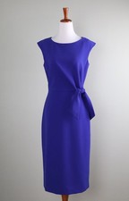 TAHARI Arthur S. Levine ASL NEW $128 Solid Cobalt Crepe Tie Waist Dress Size 4