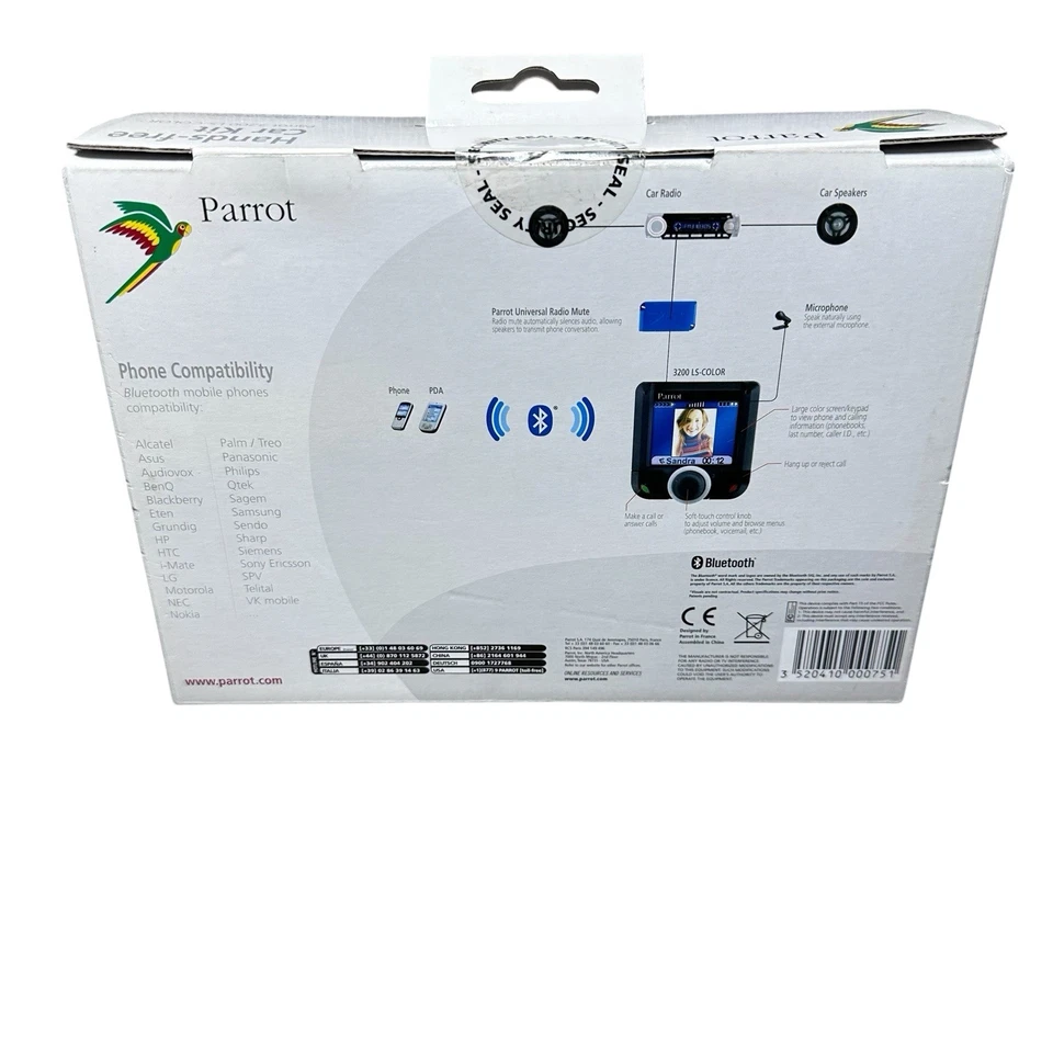 Parrot CK3200 LCD Bluetooth Hands-free Car Kit - Color Screen New Factory Sealed - Image 3 of 4