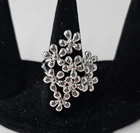 Vintage STERLING SILVER FLOWER FLORAL DAISY CLUSTER artisan dainty statement