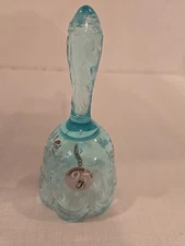 Fenton 95th Anniversary Light Blue Optic Drapery Mini Bell Aprox 5 In Tall