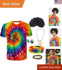 Gionforsy Hippie Costume Outfit for Men Women 60s 70s Accessories