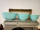 Vintage Pyrex Bowl Set Robin Egg Blue 403, 402 & 401 Nesting Bowls