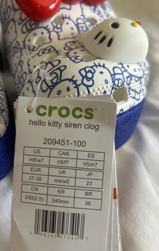 NEW Crocs Hello Kitty By Sanrio Blue Glitter Siren Clogs Mens 5 Women 7 - Picture 5 of 6