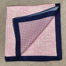Cremieux Pocket Square 4 Panels Pink Paisley 100 Silk Foulard Pochette New 35