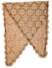 Chantilly Lace Mantilla Chapel Veil Black Gold 82" X 29" Center Polyester VTG
