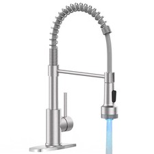 LED Light Kitchen Faucet with Pull Down Sprayer Sus304 Stainless Steel Indust...