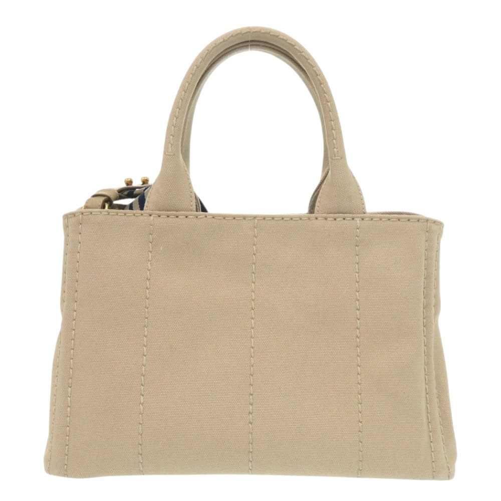 Excellent Condition Prada Canapa Mini 1BG439 Canvas Beige Navy Tote Bag 0800 PRA thumbnail 2