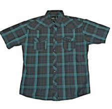 Embroidered Pearl Snap Western Shirt Men's XL 48" Button Down Short Sleeve Plaid