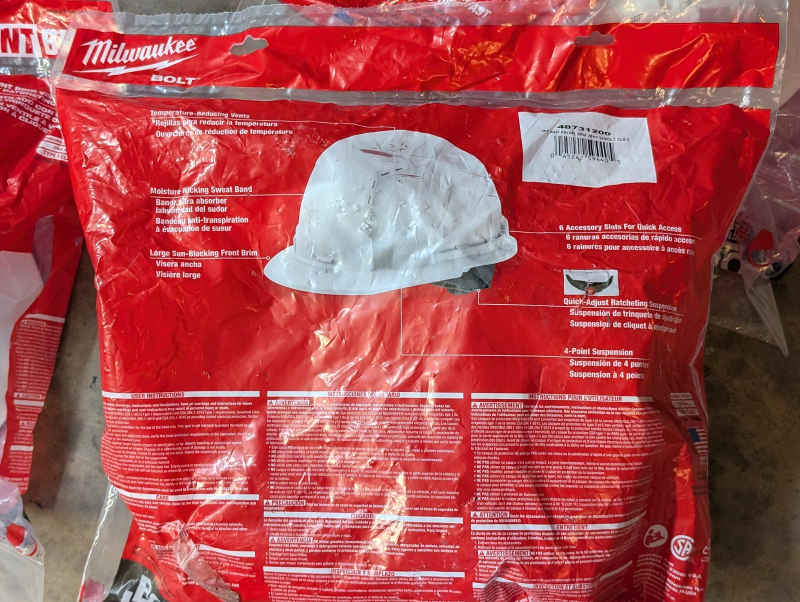 Milwaukee White Front Brim Vented Hard Hats- LOT OF 4 Hard Hats