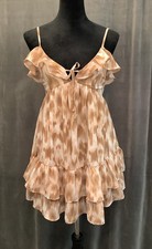 Sincerely Jules Double Tiered Ruffle Shirred Back Babydoll Mini Dress S