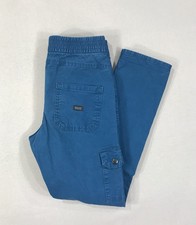 Levi Signature Pants Boy's Large Blue Button Zip Cargo Pockets Elastic Waist