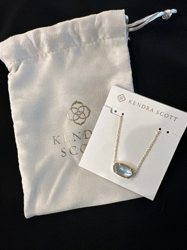 NWT Kendra Scott Elisa Gold Plated Light Blue Illusion Necklace Free S/H