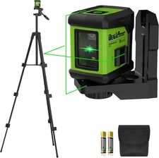 Self-Leveling Laser Level with Tripod,Deglasers 100Ft Green Cross Line Laser Lev
