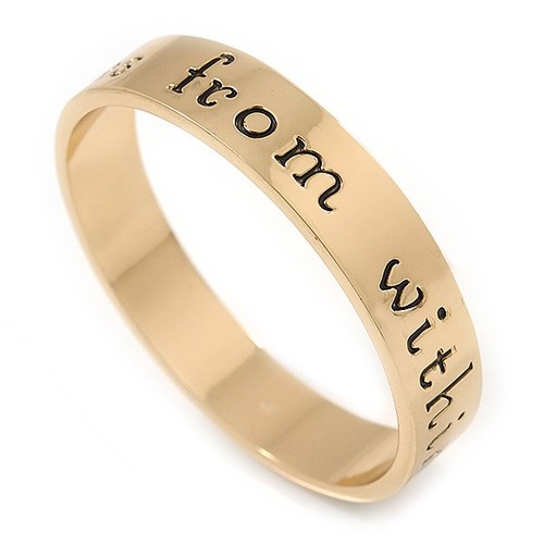 Solid Gold Plated 'Peace comes from within...' Slip-On Bangle - 19cm L - Picture 3 of 4