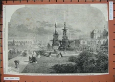 Old Antique Print 1862 Horticultural Society Gardens International Medals 19th