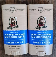 Dr. Squatch Men's Natural Deodorant Fresh Falls Aluminum Free 2.65 oz X2