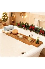 Teak Bathtub Tray, Wooden Bath Caddy for Bathtub, 30 x 6 x 1.8inches