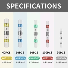 350 Pcs Solder Seal Wire Connectors Heat Shrink Butt Connectors Kit Marine Water