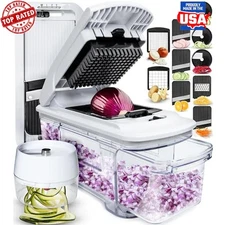 6 in 1 Vegetable Chopper Mandoline Slicer Grater Spiralizer Kitchen Tool White