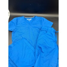 Greys Anatomy by Barco Womens Scrub Set Blue V-Neck Zip Pocket XSP