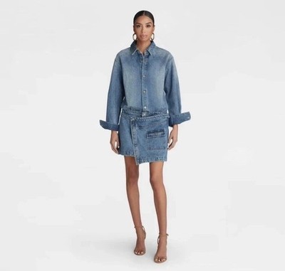 NEw KBB by KAHLANA Women's Size Large Long Sleeve The Asymm Denim Dress