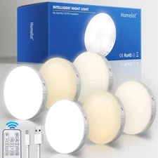 Motion Sensor Lights Indoor with Remote Control, 6 Pack Closet Night Lights B...