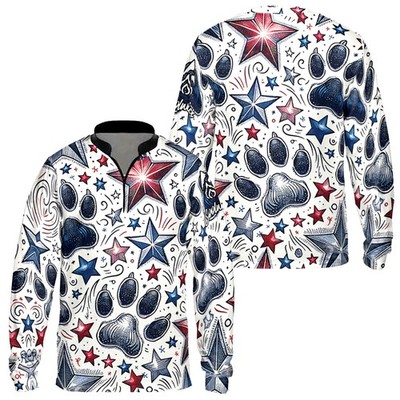 Custom Name Red White Blue Paw Prints Jersey Gifts Size S-5XL