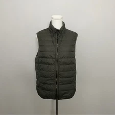 Hawk & Co Vest Puffer Reversible Duck Down Pockets Lightweight Olive Green Tan