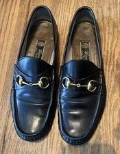 Gucci Men's Black Leather Horsebit Loafer Dress Shoes Size 9 Made in Italy