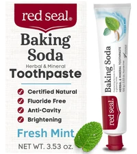 Baking Soda Toothpaste - Fluoride-Free Herbal & Mineral Formula, Vegan-Friendly,