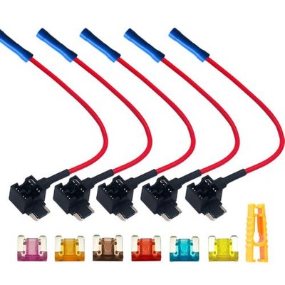 5 Stück Premium 12V/24V ACN Low-Profile Huckepack Sicherungshalter, Auto Add-A-Circuit