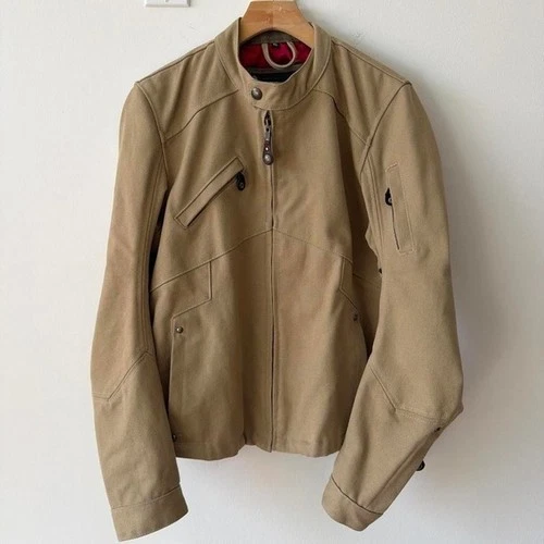 Roland Sands Design Hesher motorcycle jacket in khaki/tan. - product listing photo