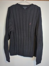Nautica Men's Navy Long Sleeve Cable Knit Sweater Size L