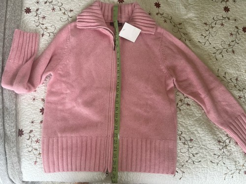 Land’s End Angora Cashmere Blend Pink Large Zip Cardigan NWT Vintage Old Stock - Picture 6 of 9