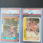 Fleer 1986 NBA 132-Card Lot w/ Michael Jordan PSA 7#57 & Sticker #8 PSA 6