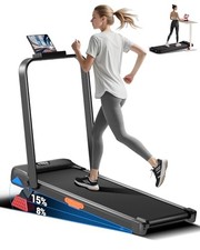 CURSOR FITNESS 15 INCLINE WALKING PAD TREADMILL WITH HANDLE BAR - BLACK
