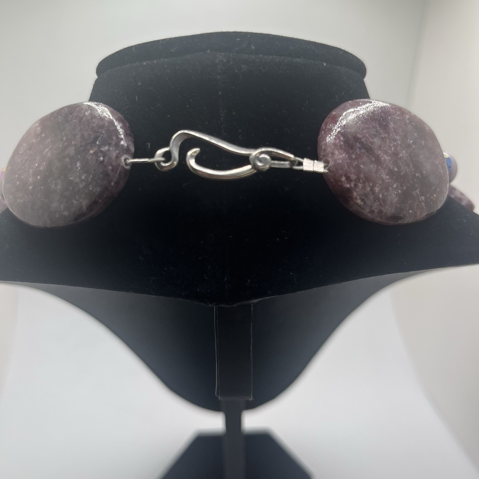 Lepidolite Statement NecklaceSterling Silver Clas… - image 4