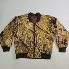 Cabelas Reversible Camo Bomber Jacket Advantage Wetlands Nylon Youth Kids Sz M