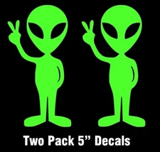 2 Pack - Alien Green Vinyl Decals Car Window Car Truck laptop notebook