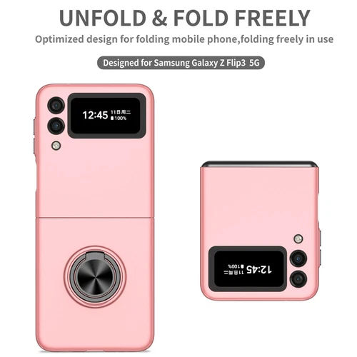 For-Samsung Galaxy Z Flip 4 3 5G Slim Matte Hard Case with Ring+Screen Protector - Picture 64 of 94