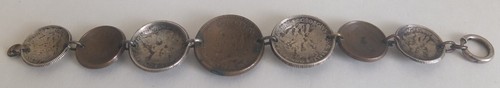 vintage folk art coin bracelet—1911 through 1945, four are Australia .925 silver - Picture 5 of 5