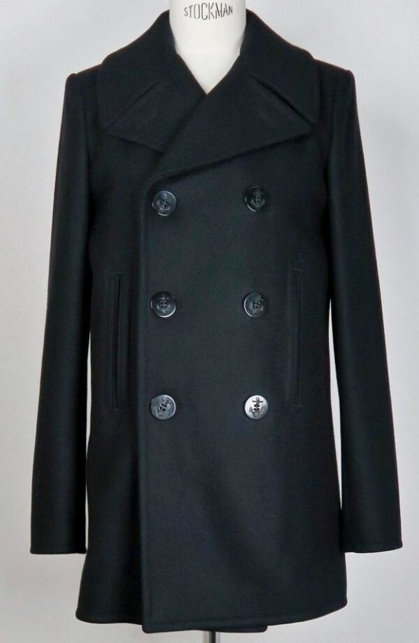 Cappotto SAINT LAURENT PARIS 15AW Hedi Slimane Pea Taglia:F36 Lana Vergine Nero