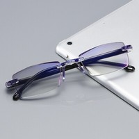 4 PK Mens Rectangular Rimless Blue Light Blocking Reading Glasses Unisex Readers 4