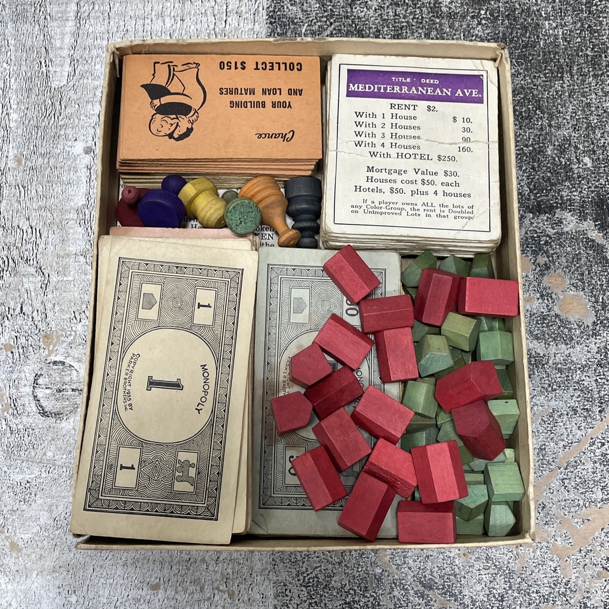 Vintage 1935 Monopoly Parker Brothers Board Game Game Pieces