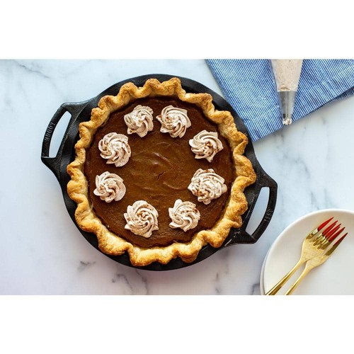 Panadera para hornear Lodge Pie de hierro fundido 9,5" manijas dobles presazonada segura para horno de engorde - Imagen 2 de 6