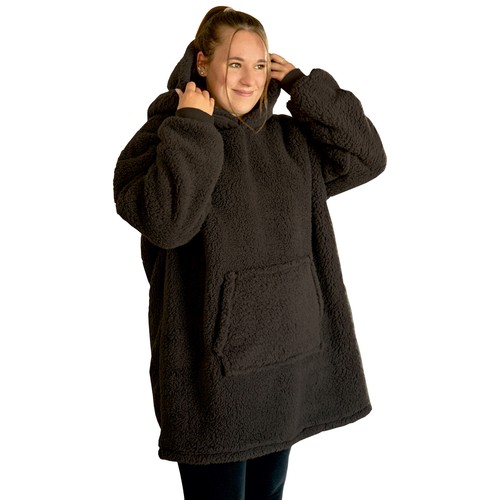 Kuschelhoodie Sherpa Fleece One Size Kapuzenpullover Kuscheldecke Fleece Flanell - Bild 6 von 21