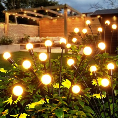 Solar Garden Lights New Upgraded 4 Pack 32 LED Swaying Firefly Solar Lights