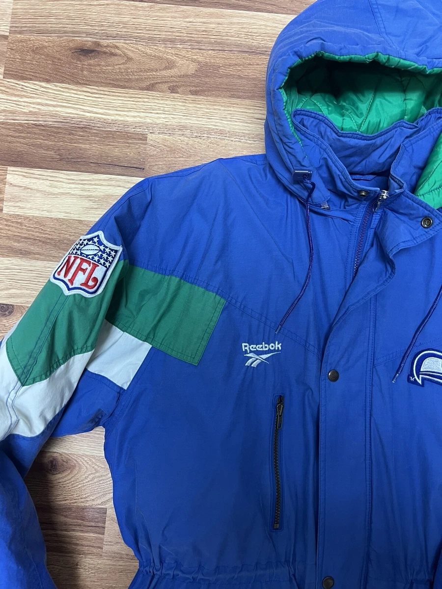 Vtg Seattle Seahawks Jacket Reebok Long Parka Coat Puffy NFL 90s MENS XL